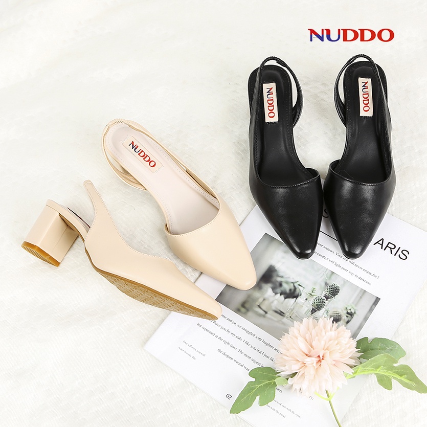 Giày Slingback cao gót nữ công sở NUDDO cao cấp gót vuông cao 5 phân NS302