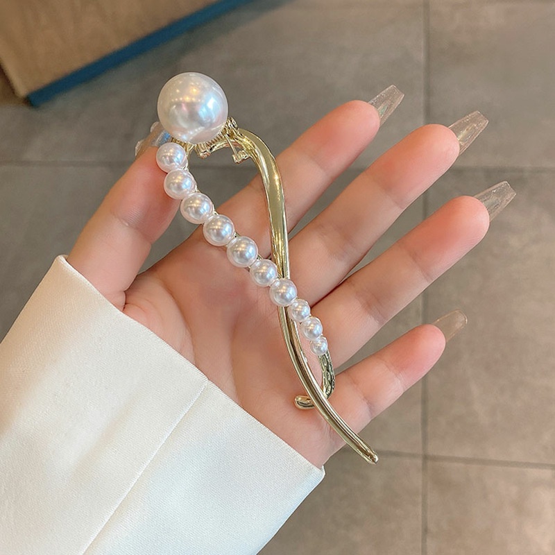 Kẹp Tóc Ếch Dạng Xoắn Đính Ngọc Trai Đơn Giản Cá Tính