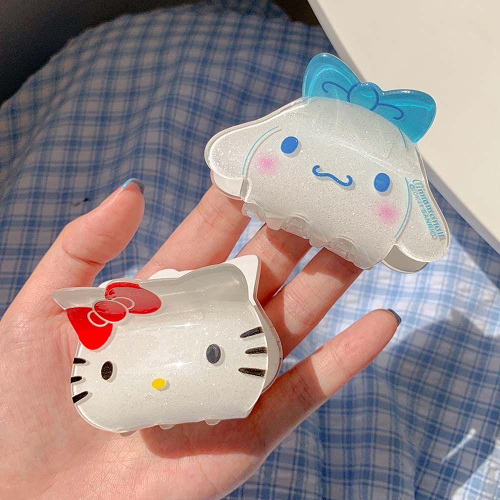 USNOW Kẹp Tóc Móng Vuốt Mèo / Thỏ Họa Tiết Hình Học Hoạt Hình Lấp Lánh Ngọt