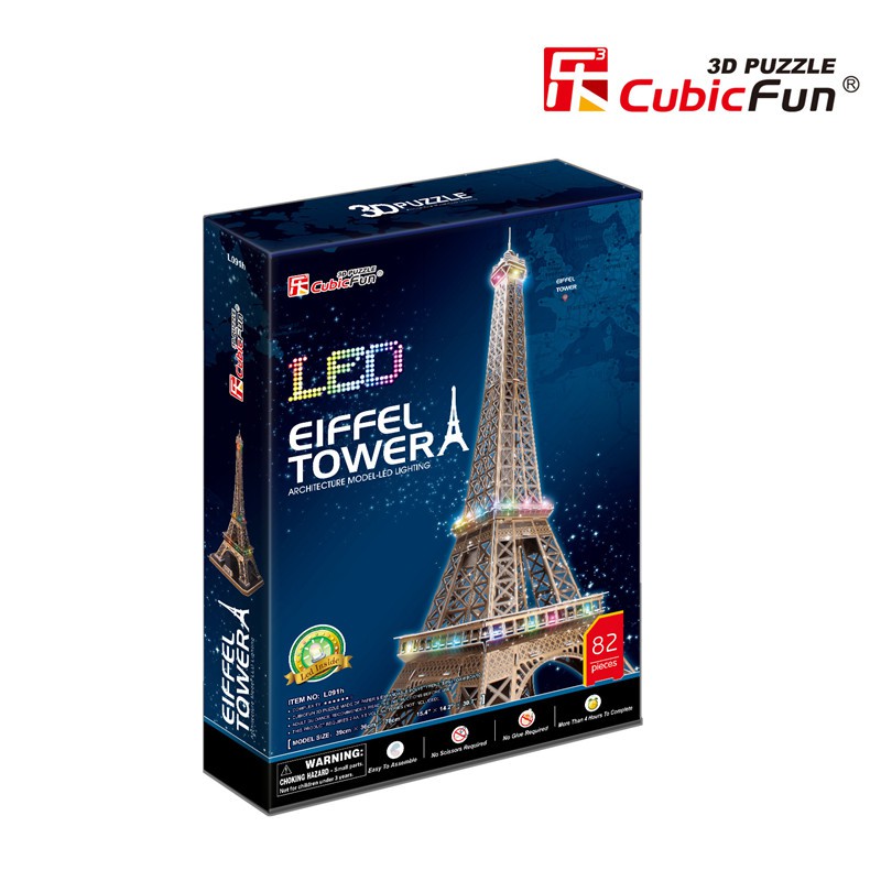 Mô hình giấy 3D CubicFun - Led tháp Eiffel - (L091h) - Kiến trúc có đèn led