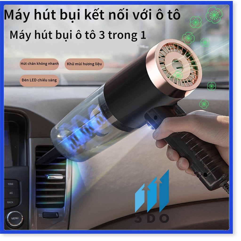 Máy hút bụi mini cầm tay ướt và khô nhỏ gọn 3DO cho gia đình oto xe hơi ô tô cắm điện tẩu k không dây sạc pin USB