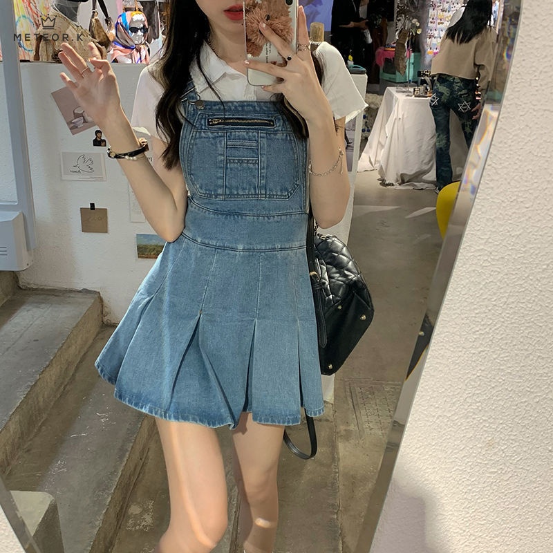 Dress summer Korean version new versatile pleated strap skirt short skirt