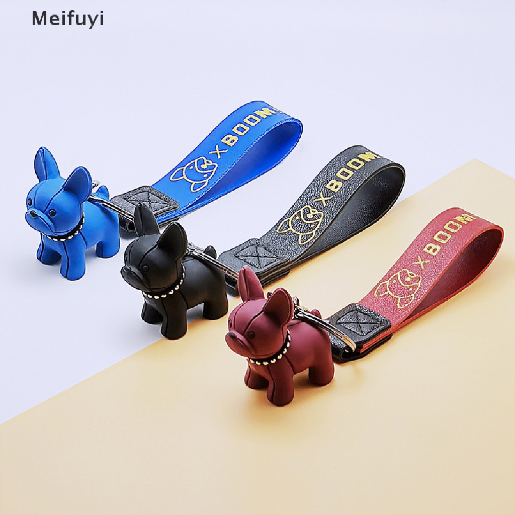 1 móc khóa da PU hình chó Bull Pháp phong cách Punk VN439