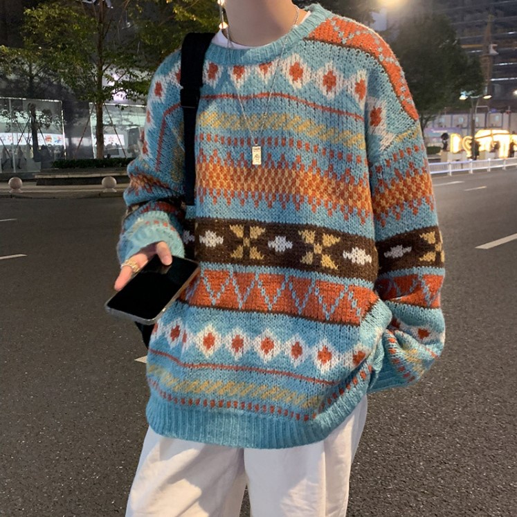 Áo sweater len nam dệt kim form rộng họa tiết phong cách ulzzang Hàn Quốc Áo len sweater nam nữ oversize unisex học sinh