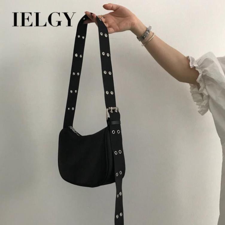 Túi Đeo Chéo Nữ Màu Đen Dây Lỗ Tròn Thiết Kế Theo Phong Cách | BigBuy360 - bigbuy360.vn