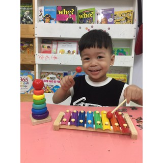 Đồ chơi Gỗ giúp bé phát triển vận động và tư duy (đàn xylophone, sâu gỗ và tháp xếp chồng)