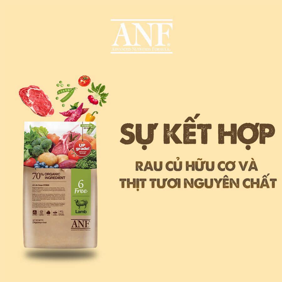 Thức Ăn Hạt Cho Chó ANF Vị Thịt Vịt- Cừu- Cá Hồi Organic 6 Free 200-400gr