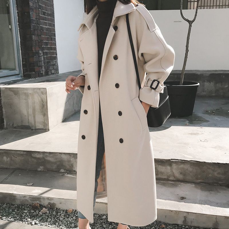 (Có Sẵn) Áo măng tô dạ dáng dài