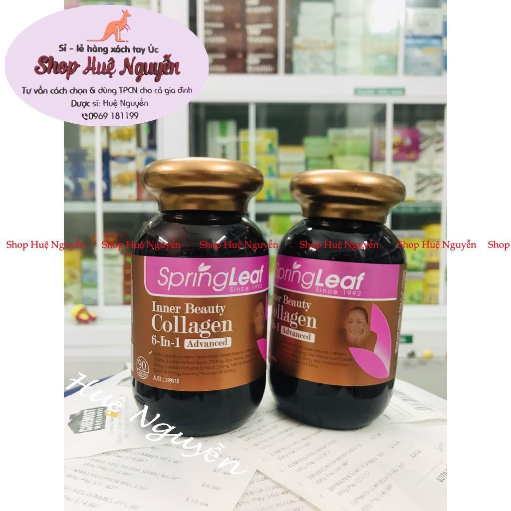 Collagen SpringLeaf Inner Beauty collagen 6-in-1 Advanced, Úc (90v/180v) chống lão hóa, đẹp da cho người từ 18 tuổi