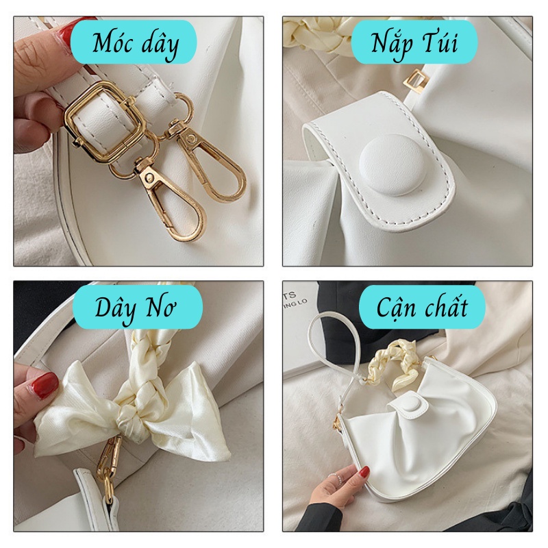 Túi xách nữ kẹp nách quấn khăn dây nơ đeo vai cao cấp SONASI TXN003
