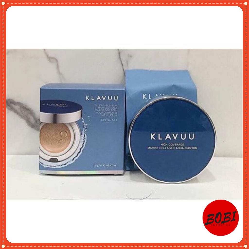 [KÈM LÕI] Phấn nước Klavuu Blue Pearlsation High Coverage Marine Collagen Aqua Cushion SPF50+/PA+++ ( kèm lõi )