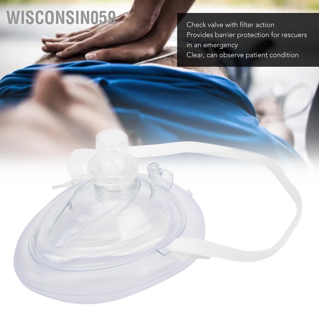 [Hàng Sẵn]  Máy hồi sức CPR Clear PVC Latex cấp cứu miễn phí Tấm chắn mặt thở để hô hấp nhân tạo 【Wisconsin059】