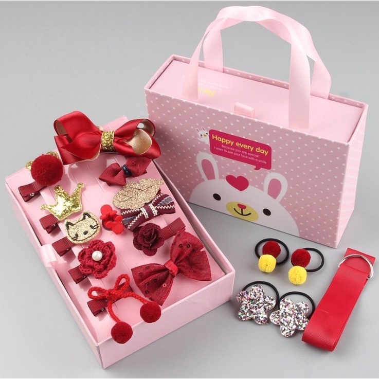 SUEG Set 18 Kẹp Tóc Màu Hồng Xinh Xắn Cho Bé Gái
