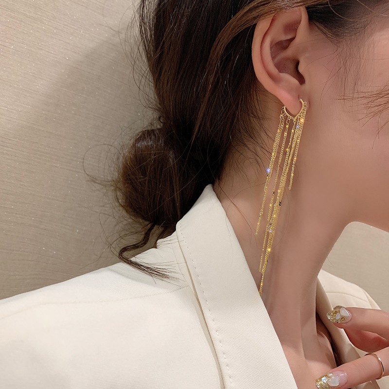 Bông tai mạ vàng sợi mảnh dài dành riêng cho cô nàng ngọt ngào_M1307
