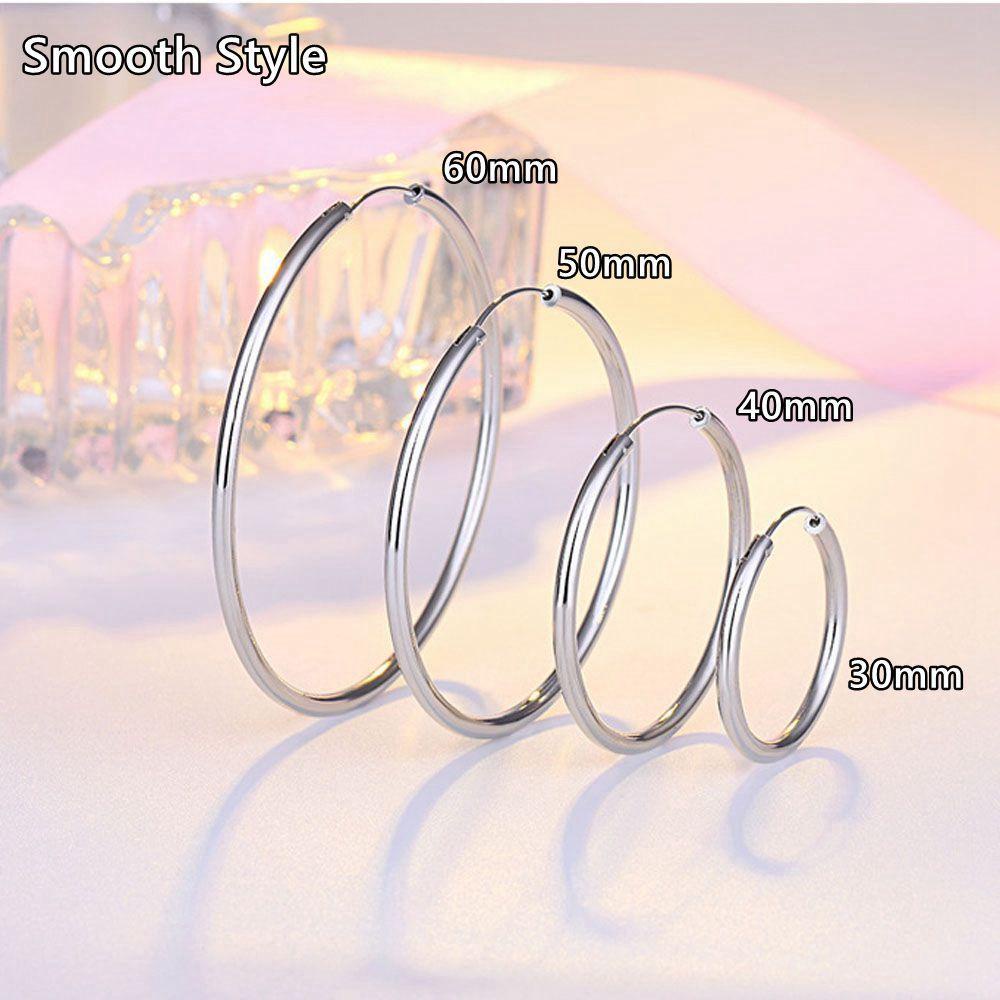 NIUYOU Khuyên Tai Dạng Vòng Trơn Mịn Kích Thước 30mm-60mm