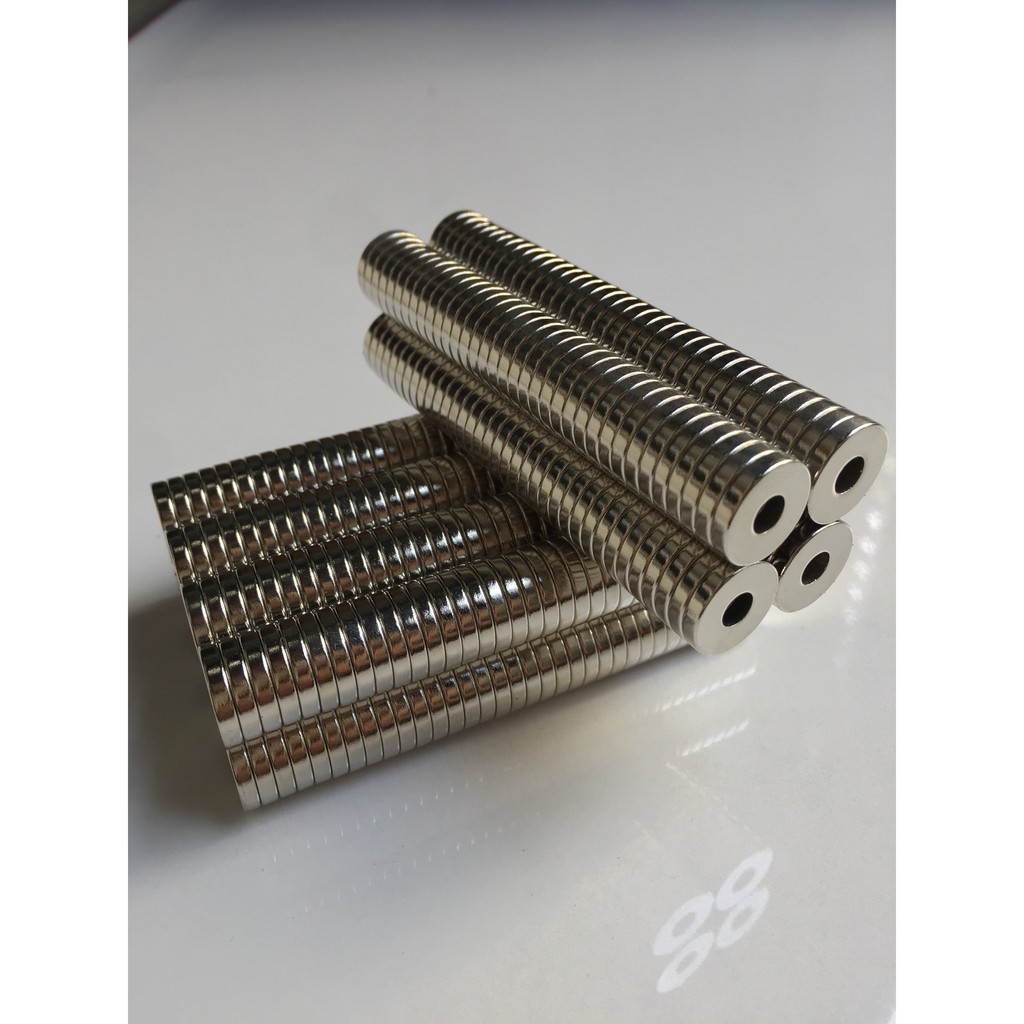 Nam Châm Đất Hiếm 14,8x3mm lỗ tròn M4 ( Từ Tính Hút Cực Mạnh ) (CAM KẾT HÀI LÒNG)