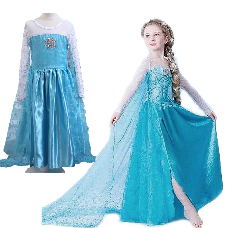 Kids Halloween Costume Cosplay Sequin Girl Frozen Elsa Anna Princess Fancy Dress Birthday Gift