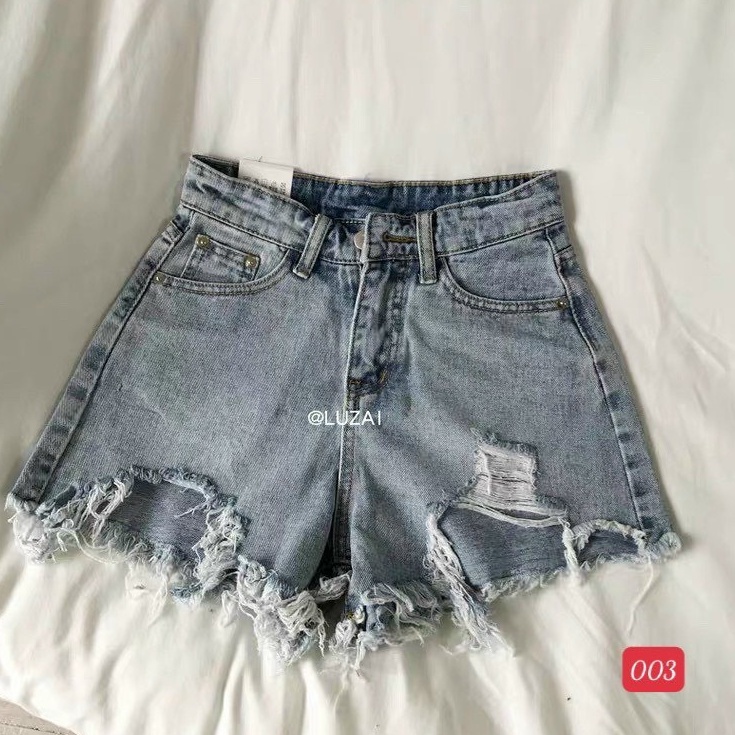 Quần short jean nữ, quần bò nữ ngắn, quần sọt nữ màu xanh lưng cao cá tính phong cách HÀN QUỐC murad_fashion jn003