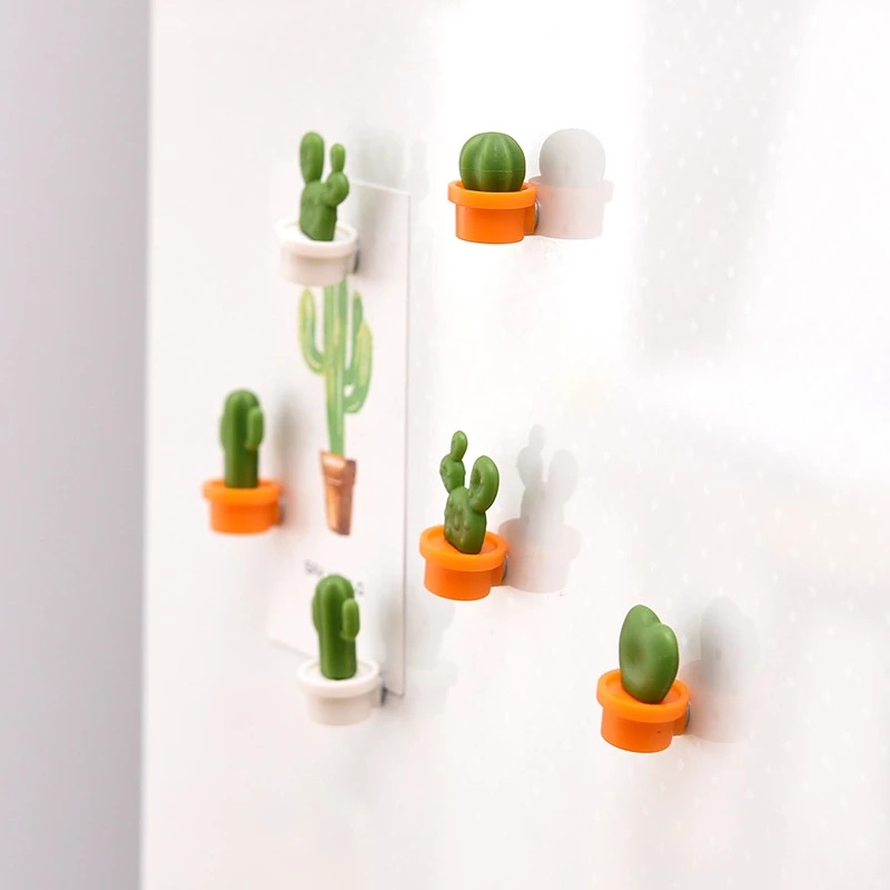 Bộ 6 miếng dán nam châm gắn tủ lạnh hình cây xương rồng mini dễ thương tiện dụng