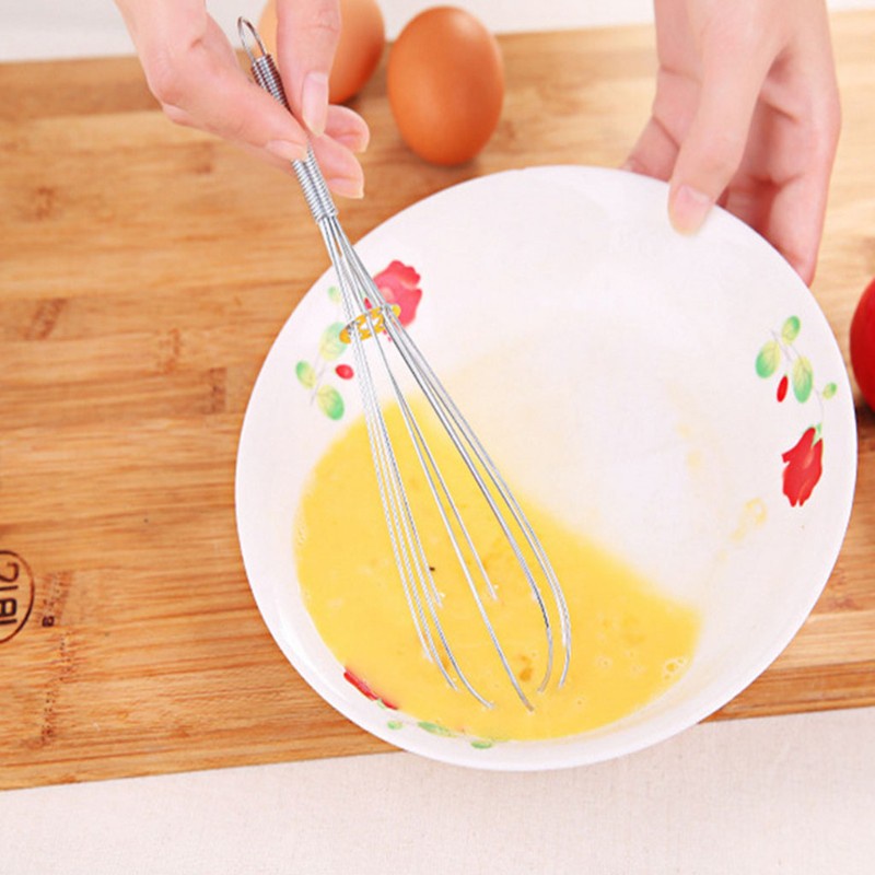 Dụng Cụ Đánh Trứng Bằng Thép Không Gỉ Có Tay Cầm Lò Xo Tiện Dụng Cho Nhà Bếp