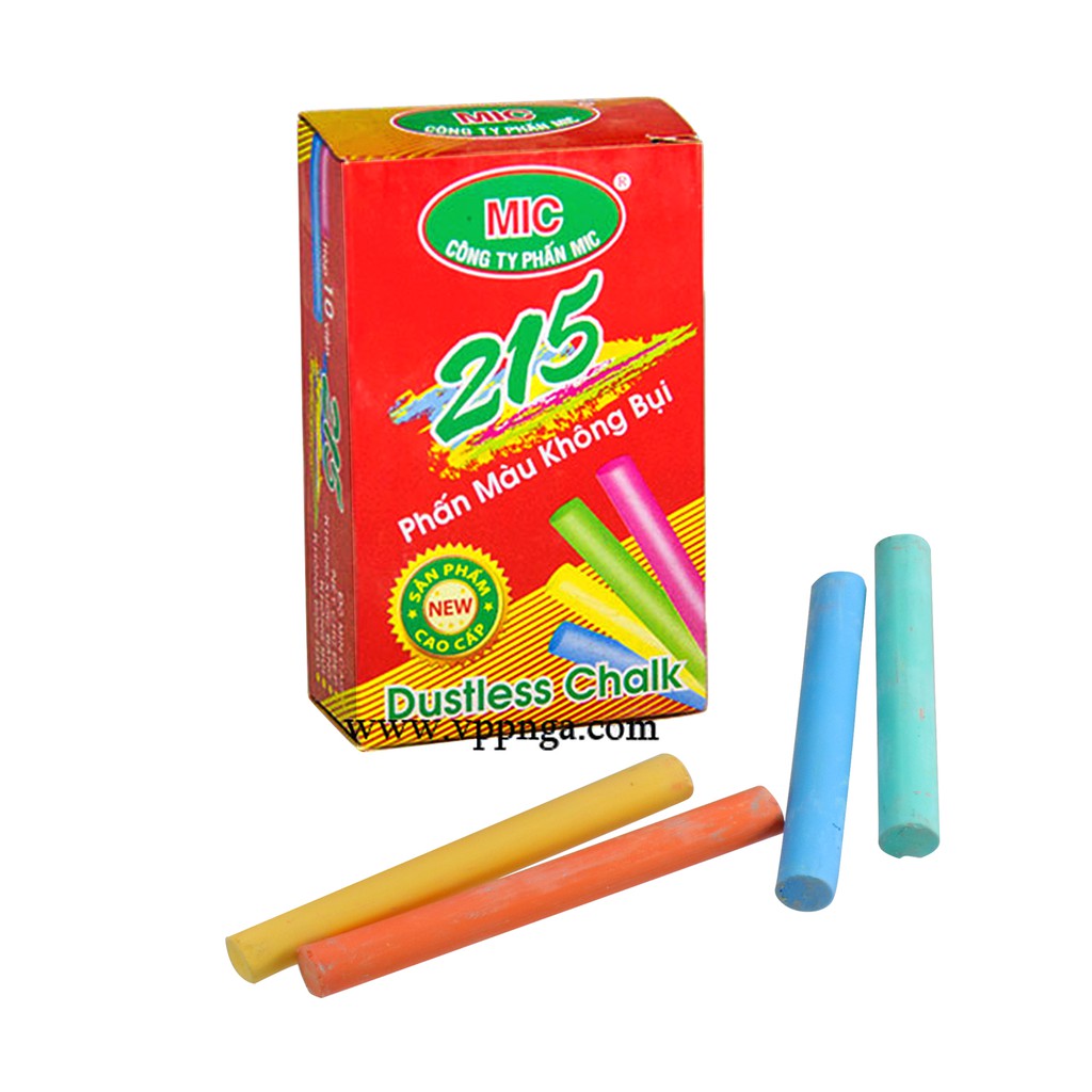 Phấn viết bảng không bụi MIC 10 viên, màu