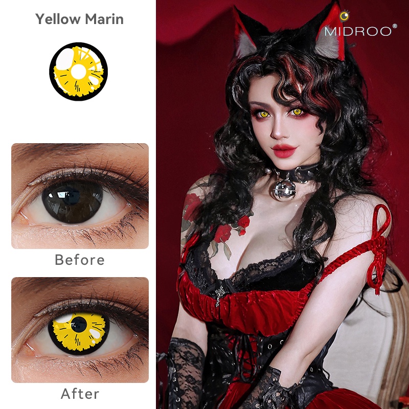 Kính áp tròng Midroo makima 14.5mm mềm mại thoải mái dùng hóa trang halloween
