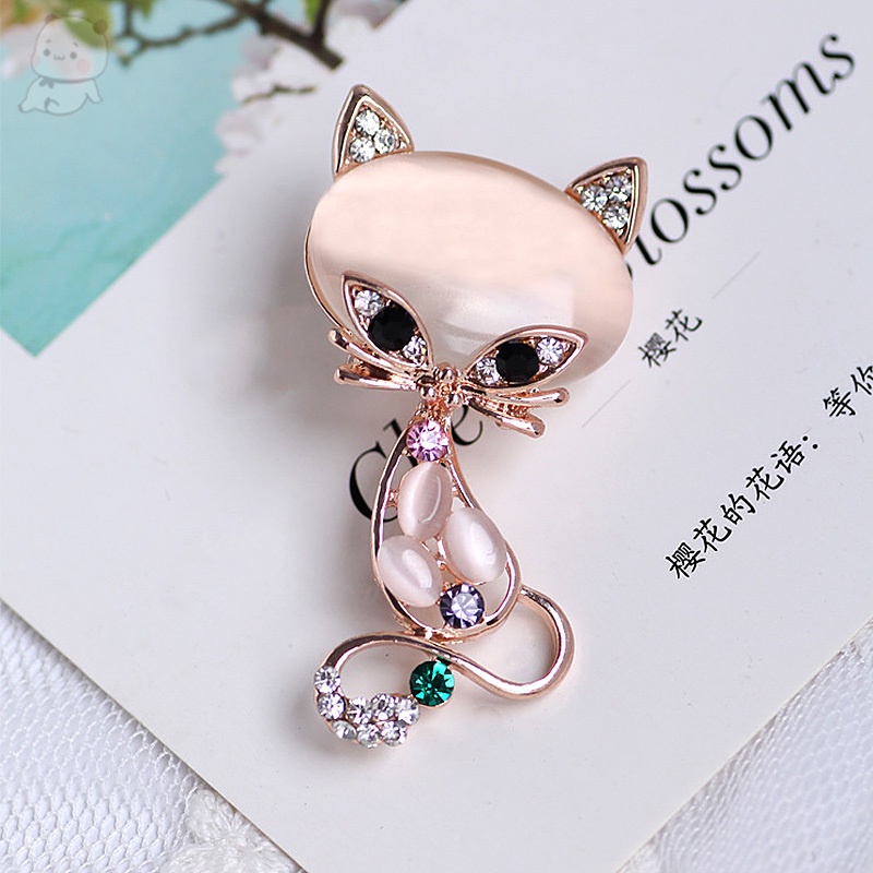 Ghim Cài Áo Hình Con Cáo Đính Đá Opal Thời Trang