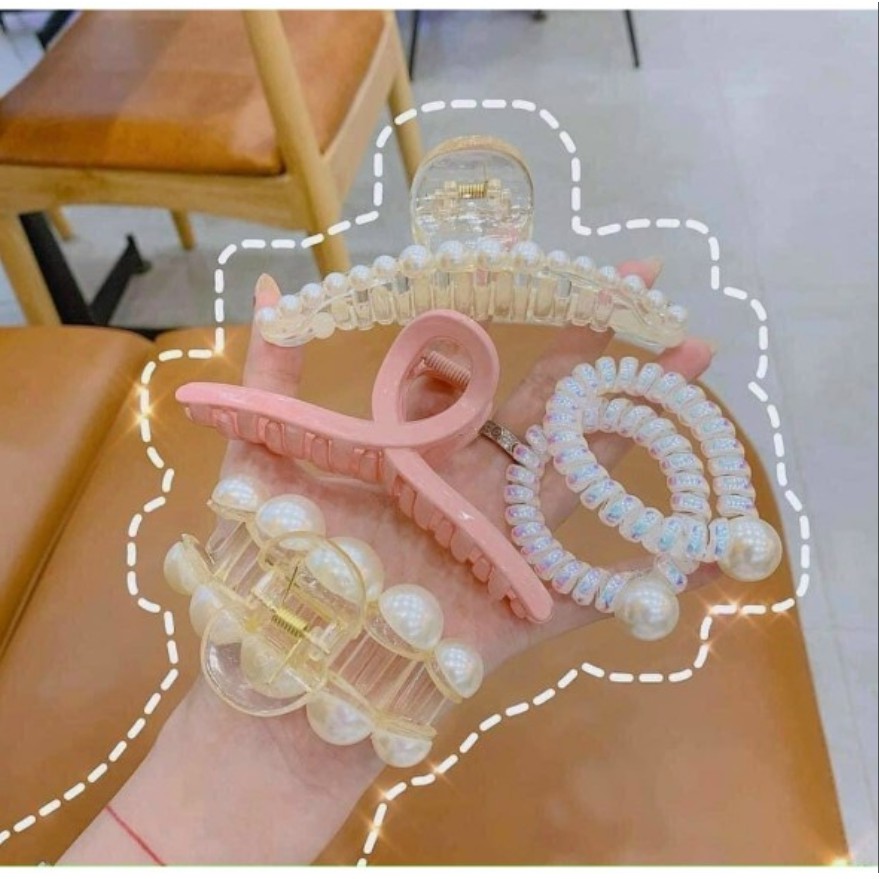 Kẹp Tóc Ngọc Trai Siêu Sang Chảnh - Ngọc Trai Nhân Tạo Khảm Ánh Xà Cừ