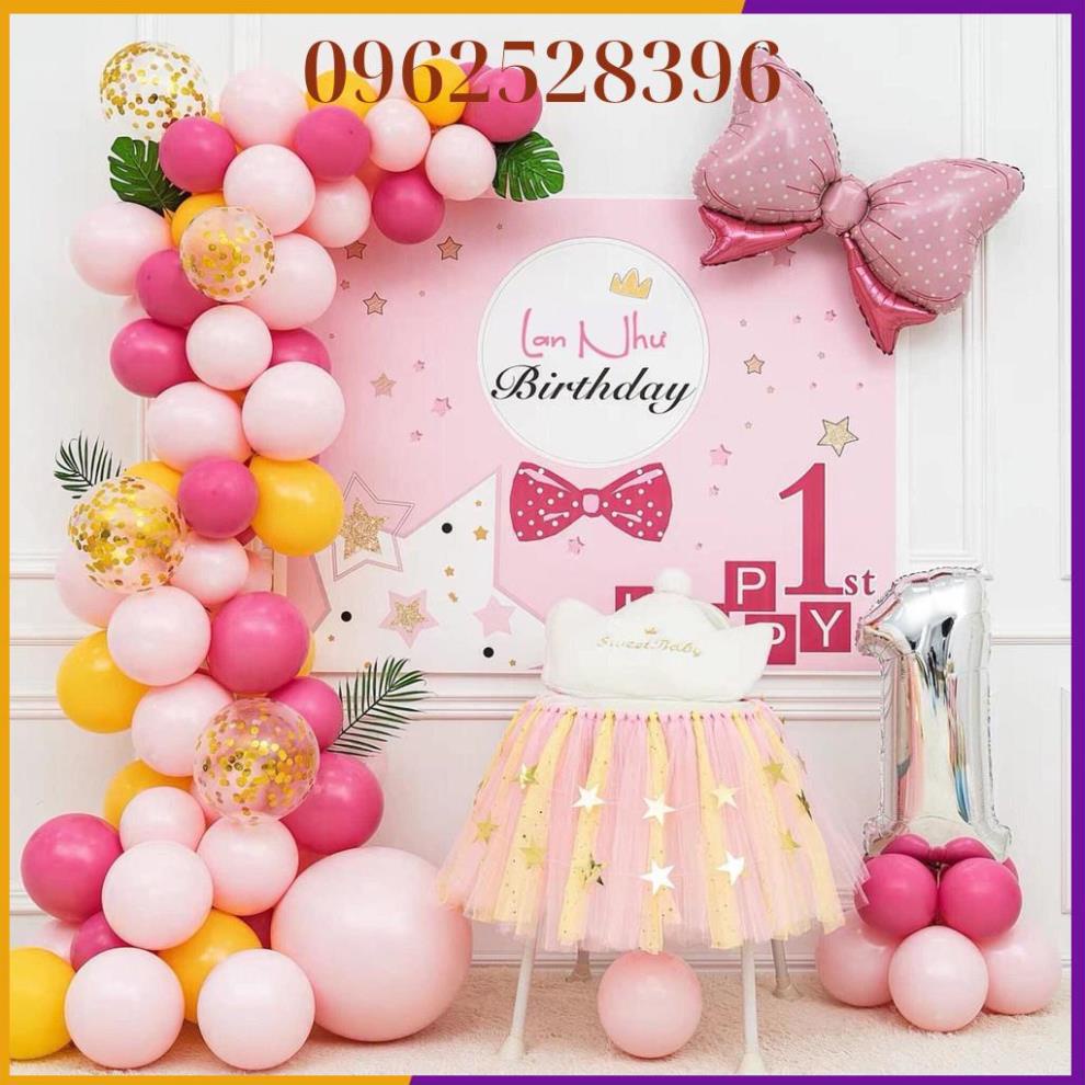 Freeship - Set Bóng Sinh Nhật Kèm Phông In Tên Bé { Tặng KÈM Bơm + Băng Keo }