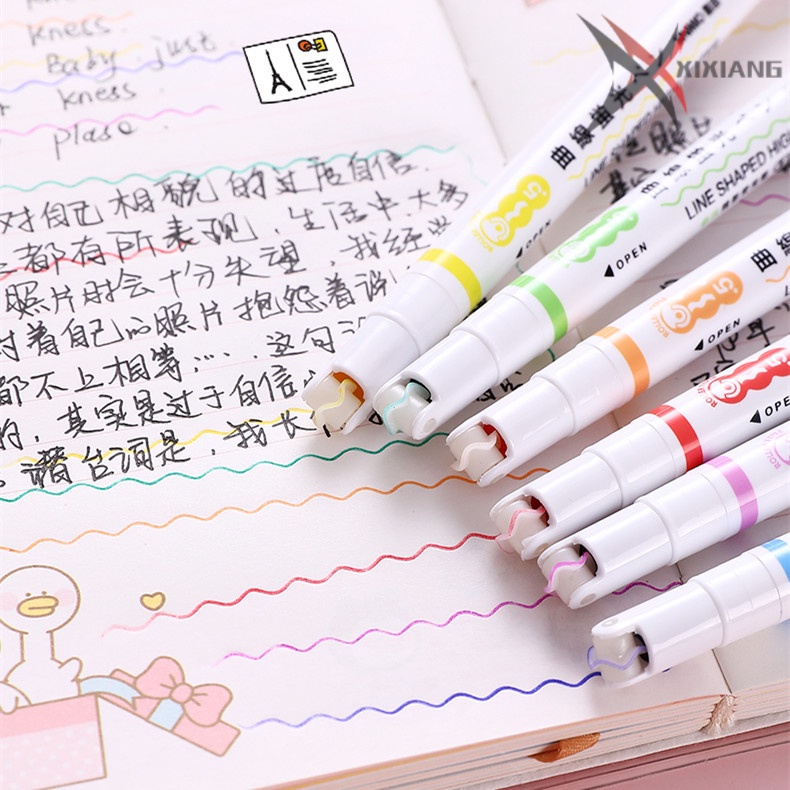Bút Đánh Dấu Sáng Tạo Đường Cong Gợn Sóng Màu Sắc Đa Dạng Nhanh Khô Dùng Để Đánh Dấu Trang Trí Sổ Tay