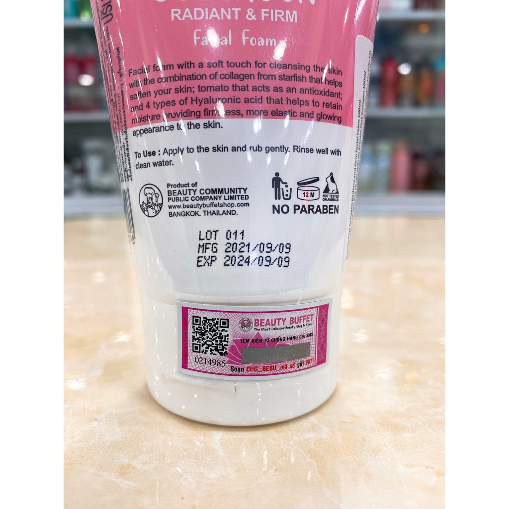 Sữa Rửa Mặt Sáng Da Scentio Pink Collagen Radiant &amp; Firm Facial Foam Thái Lan 100ml