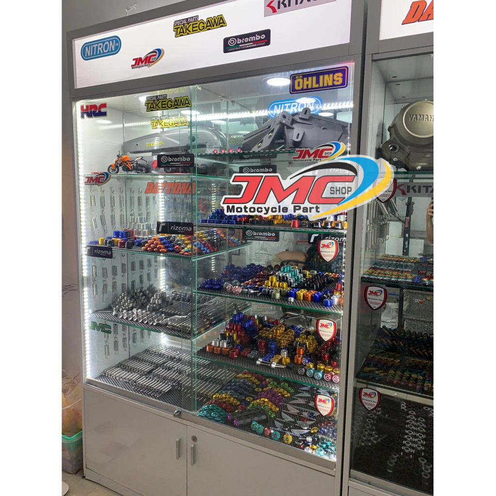 Gù tay lái nhôm RCB cnc màu  ĐỎ