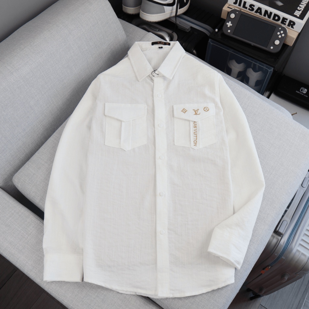 ÁO  SƠ MI NAM CHẤT LIỆU ĐŨI LENIN TAY DÀI PHỐI HỌA TIẾT ĐẸP SANG TRỌNG CHẤT LIÊU CAO CẤP BAO MẤT BAO CO GIẢN VALENTINA S