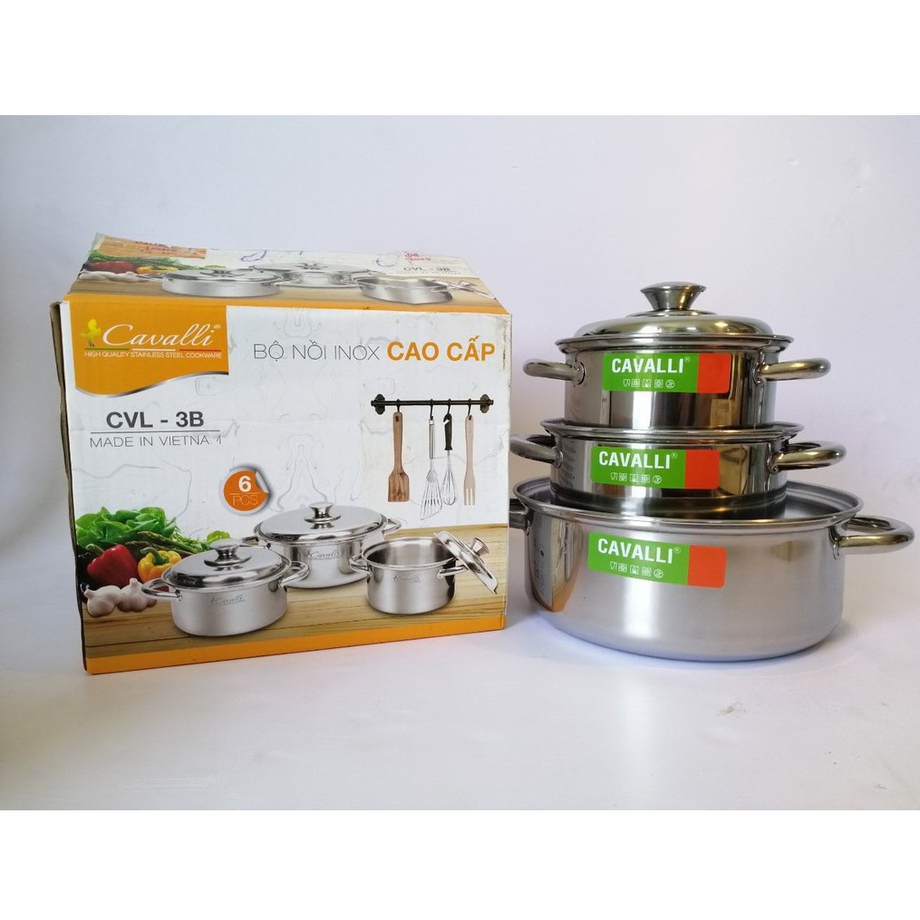 Bộ Nồi Cavalli CVL-3B - Bộ 3 Nồi Inox CAVALLI CVL-3B