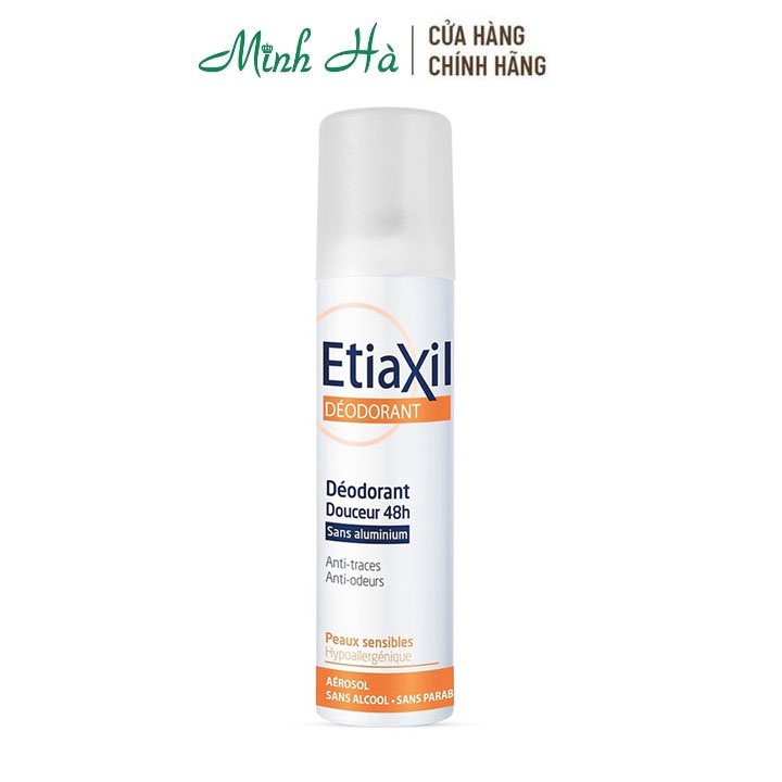 Xịt phun sương khử mùi Etiaxil Deodorant Douceur 48h 150ml ngăn mồ hôi chuyên biệt