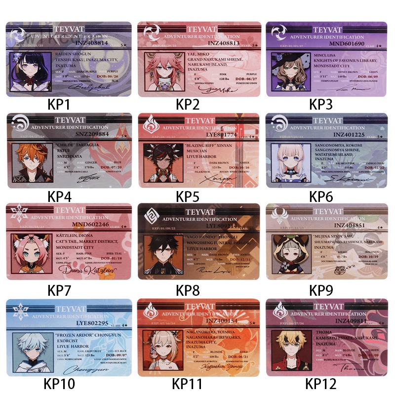 Thẻ Hình Nhân Vật Anime WLKCOME Genshin Impact Bằng Pvc