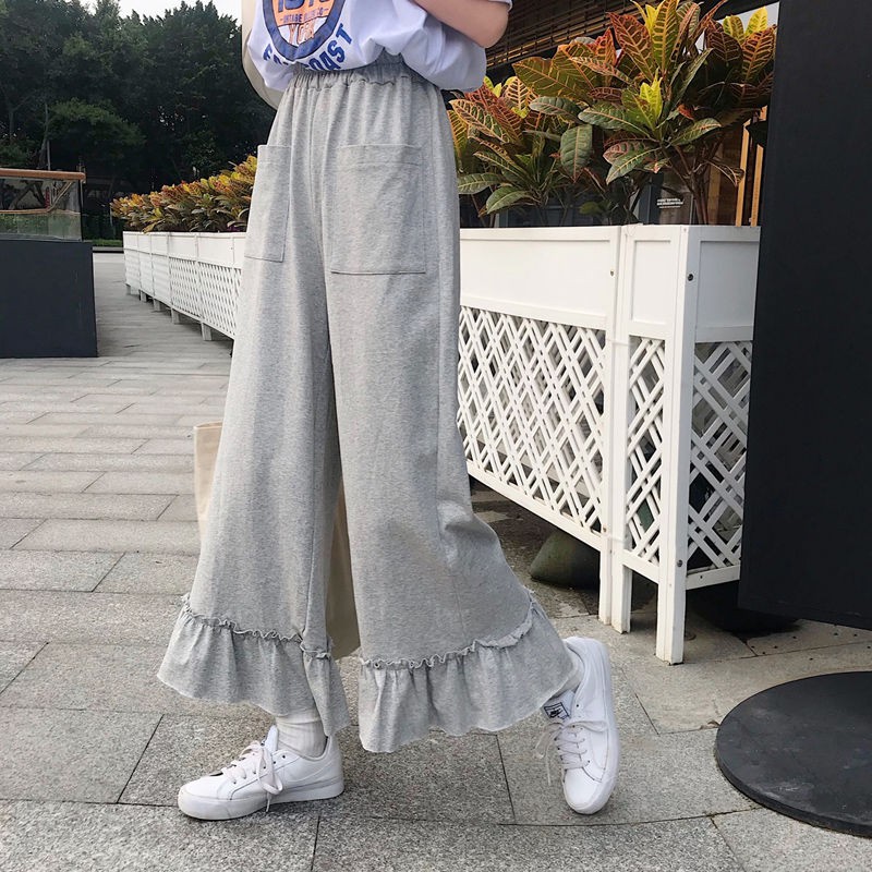 quần ống rộng Nhún Bèo Thời Trang Mùa Hè Mới 2021 Cho Nữ