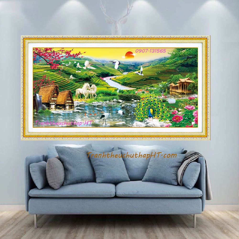 Tranh đính đá Non nước hữu tình 150*70cm, 180*80cm - tự đính