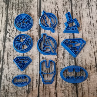 HCM - Bộ 10 khuôn cutter hình Logo Siêu Anh Hùng làm bánh quy, cắt bánh fondant
