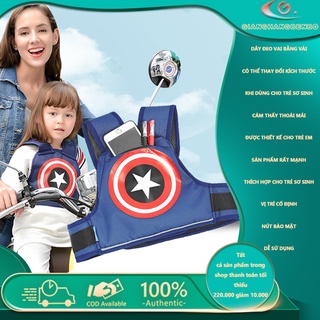 MB15 Đai an toàn đi xe máy cho trẻ Đai an toàn cho mẹ và bé 3 điểm phản quang có túi dựng đồ đội trưởng mỹ