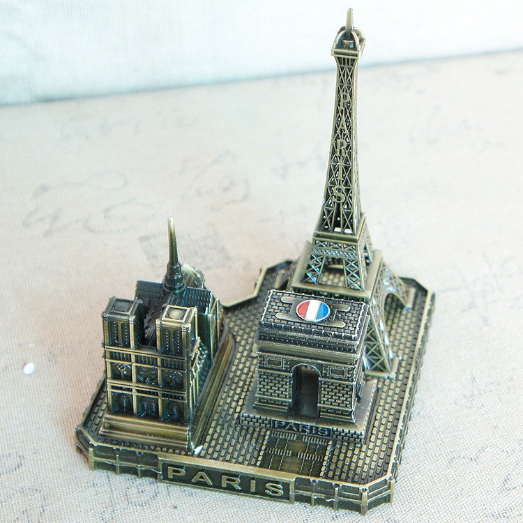 Combo 03 biểu tượng thủ đô Paris nước Pháp: Tháp Eiffel, Nhà thờ Đức Bà, Khải Hoàn Môn, mô hình thu nhỏ