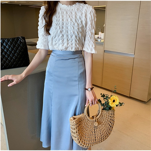 Áo vải voan tay ngắn ôm trơn màu dành cho nữ | BigBuy360 - bigbuy360.vn