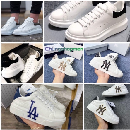 Giày MCQ NY LA Độn Đế 4 Phân Màu Trắng Gót Đen, Họa Tiết nam nữ Hot Trend.