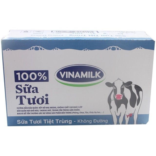 Thùng 48 hộp sữa tươi Vinamilk tiệt trùng 180ml không đường