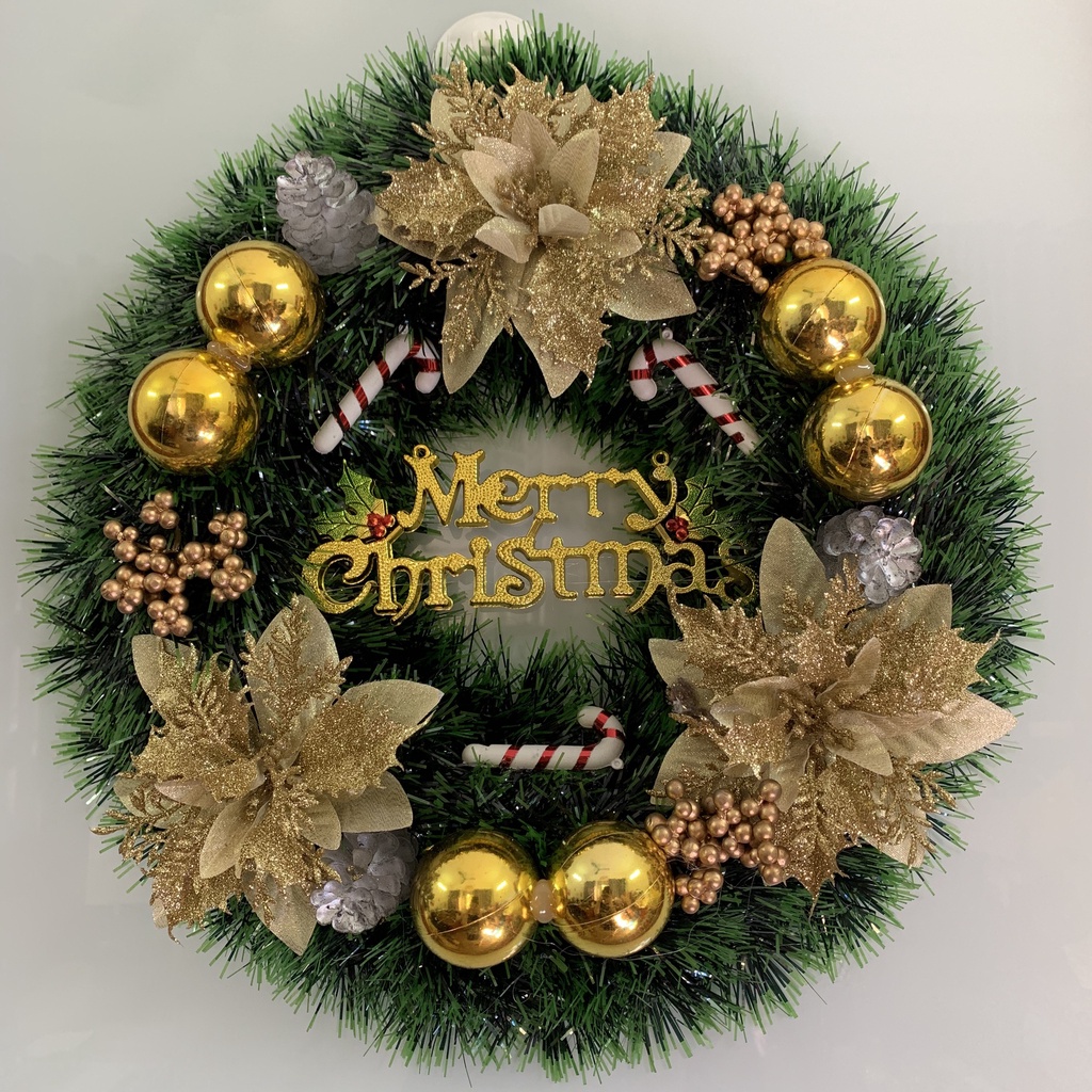 Vòng Nguyệt Quế Trang Trí Giáng Sinh Cao Cấp - Vòng Trang Trí Cửa Kính Noel