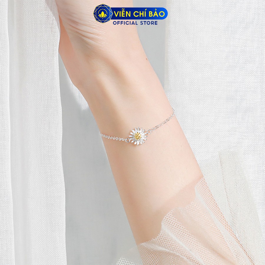 Lắc tay bạc nữ Hoa cúc họa mi chất liệu bạc 925 phong cách thời trang Ulzzang Unisex thương hiệu Viễn Chí Bảo L400347