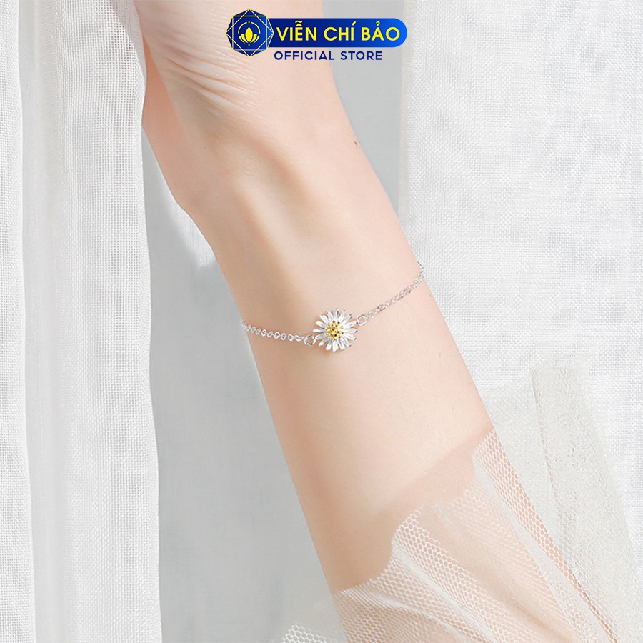 Lắc tay bạc nữ Hoa cúc họa mi bạc 925 thời trang phụ kiện trang sức nữ Viễn Chí Bảo L400347
