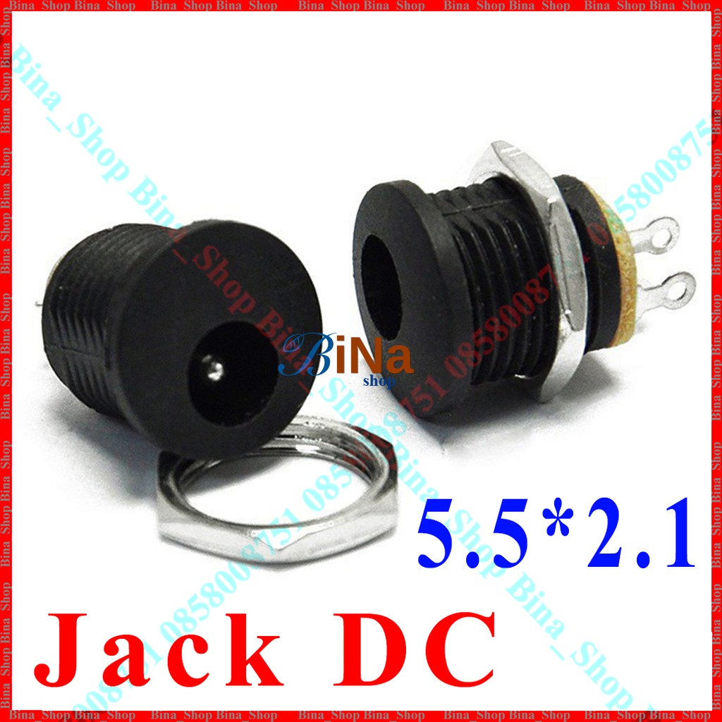 Jack sạc DC 5.5x2.1/5.5x2.5 đen/trắng có ren ốc vặn