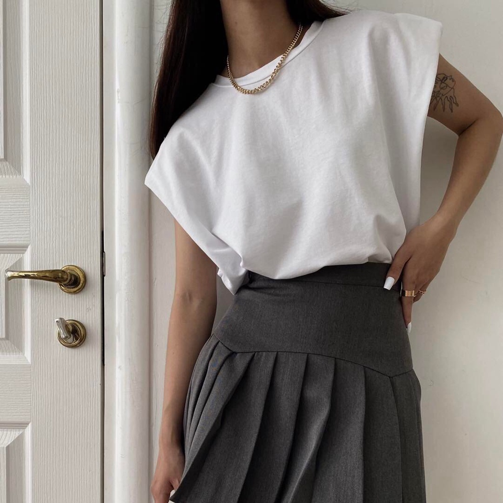 Áo sát nách nữ độn vai Shoulder Pad Tee 25 STUDIO