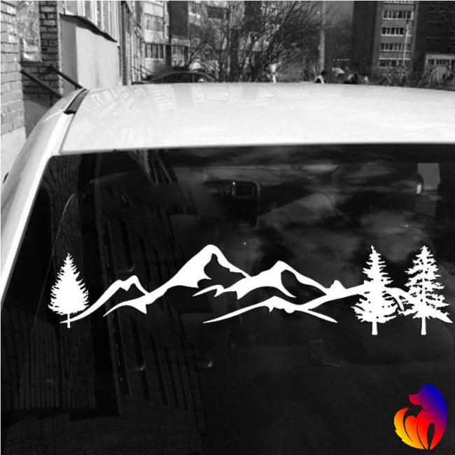 Sticker decal hình núi rừng phản quang độc đáo dán trang trí thân xe hơi